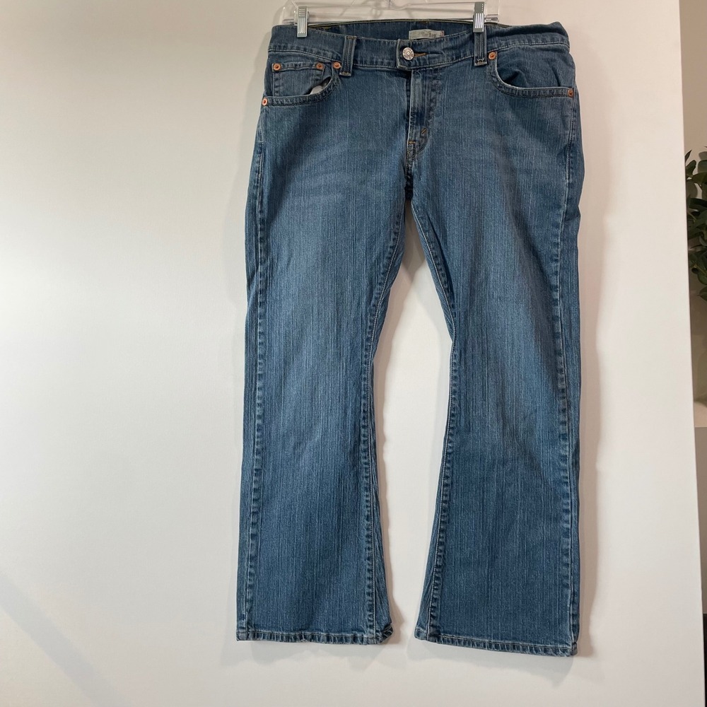 Levis 542 VTG Low Flare Jeans Womens 16M Medium Wash Blue Stretch Flap Pocket